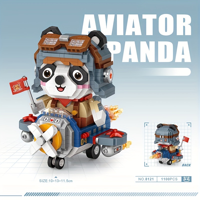 Niedliche Panda-bausteine, Diy Air Force Pilot Soldat Panda-modell