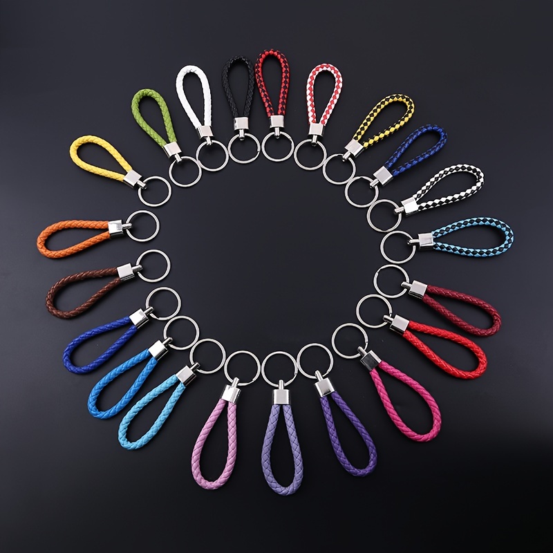 

10pcs Pu Leather Car Keychain, Car Automotive Bracelet Keychain, Simple Key Chain Key Key Ring Lanyard Pendant For Men Women