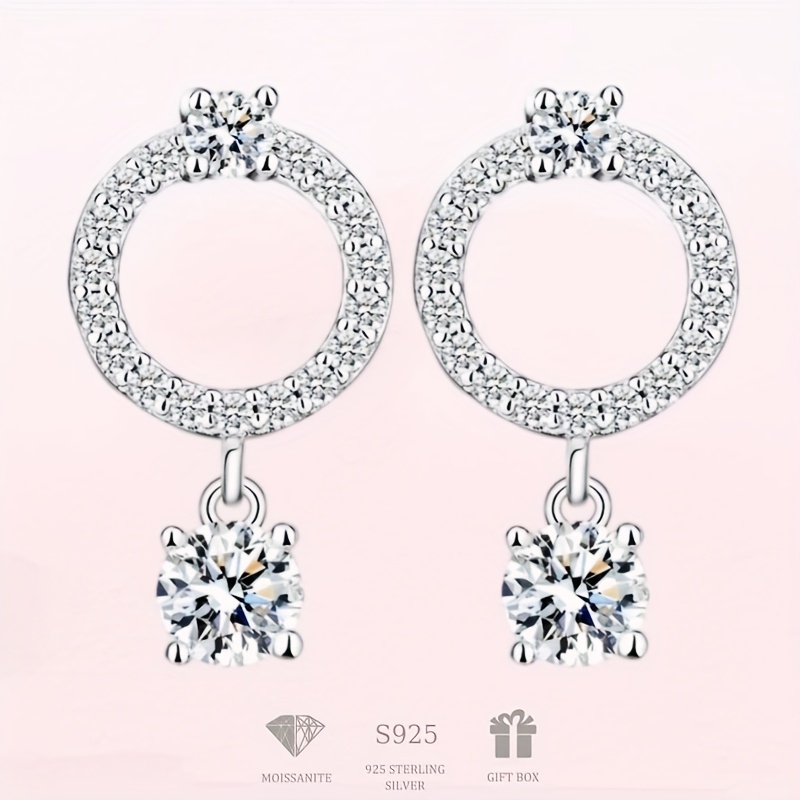 

925 Sterling Silver Moissanite Donut Design Dangle Earrings Y2k Simple Style Adorable Gift For Lovers