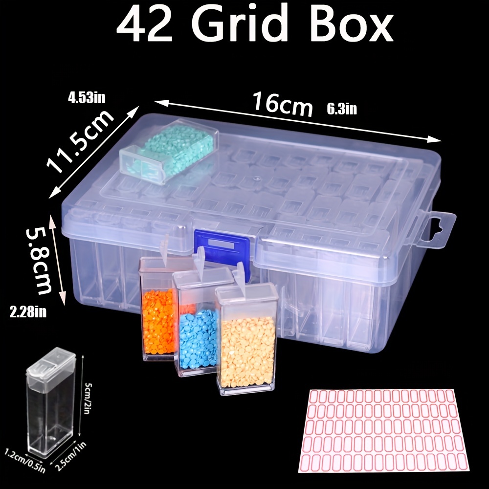1Set 42/64/123 Grids Diamond Painting Accessories Storage Containers,  Transparent Art Craft Bead Storage Box, Portable Bead Storage Organizer,  Diamond