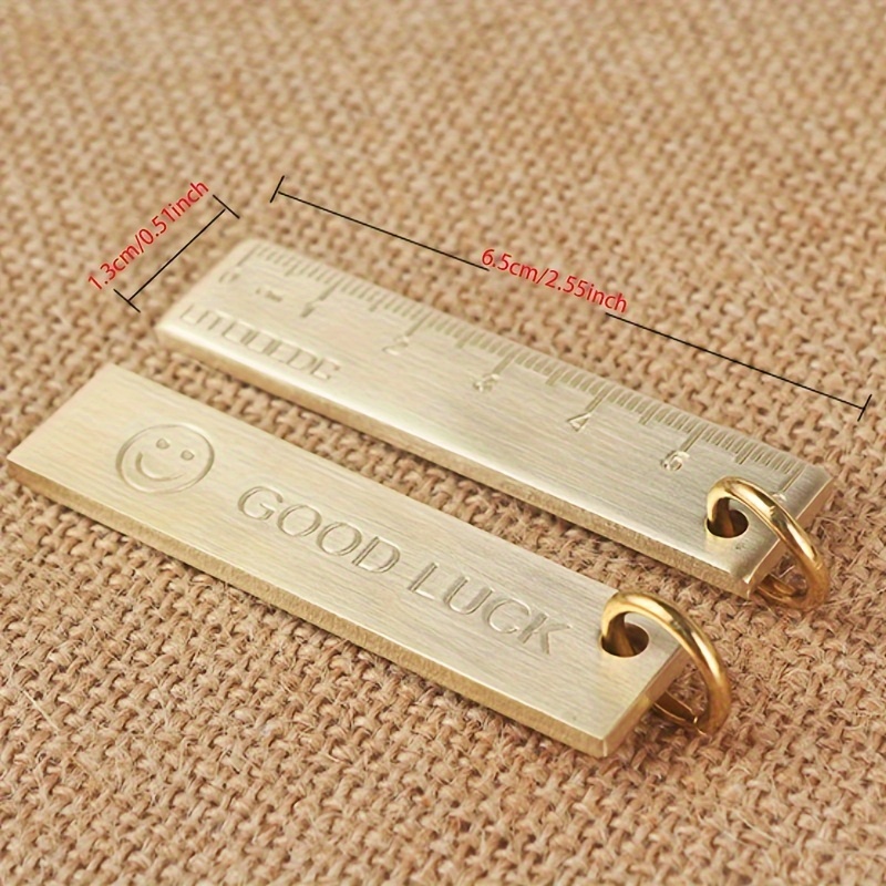 1pc 6cm Small Copper Ruler 3mm Thickened Brass Metal Ruler Copper Key Pendant