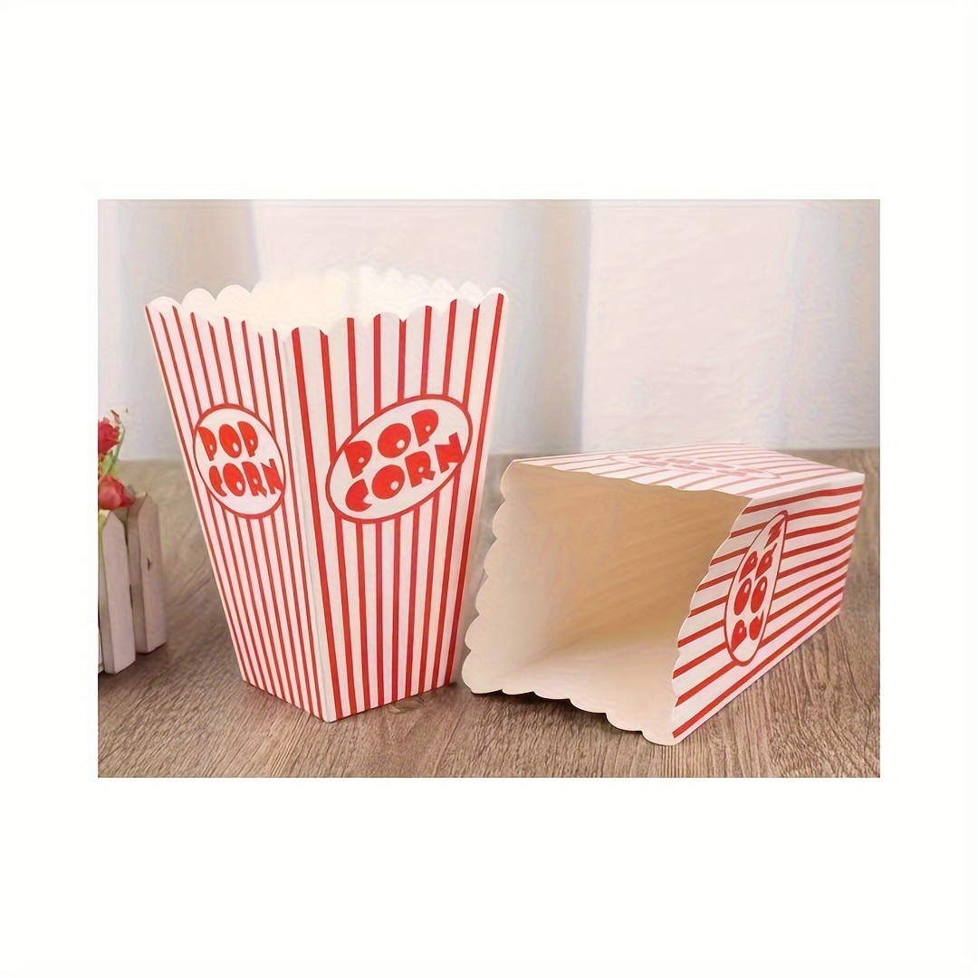 50 cajas de palomitas de maíz a rayas rojas y blancas, pequeños envases de  papel para dulces, bolsas de palomitas de maíz retro para fiestas,  cumpleaños, noche de cine Afortunado Sencillez
