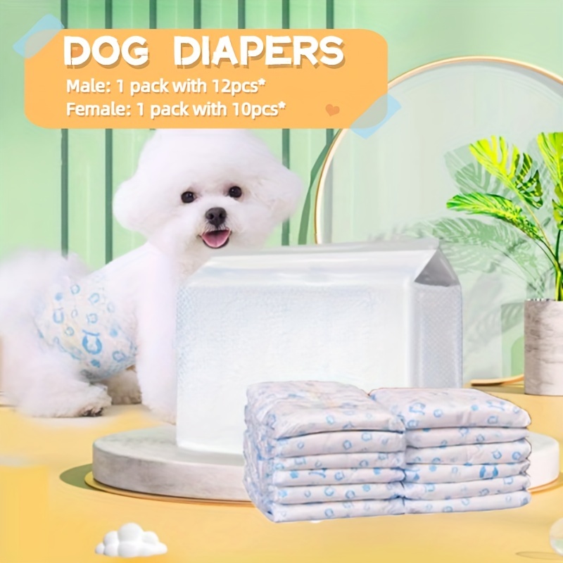 

12 Count/bag Disposable Male Dog Diaper Wraps, Wider Doggie Pet Diapers, Super Absorbent, Leak-proof Fit, Excitable Urination, Incontinence (s/m/l/xl)