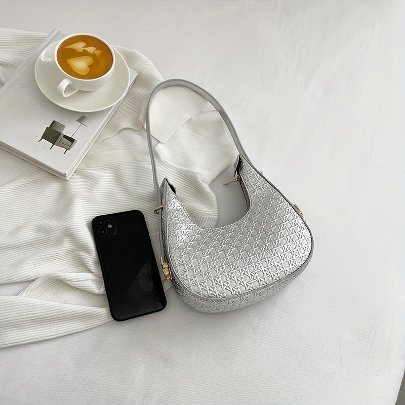 Geometric Embossed Hobo Bag Shoulder Purses For Women
