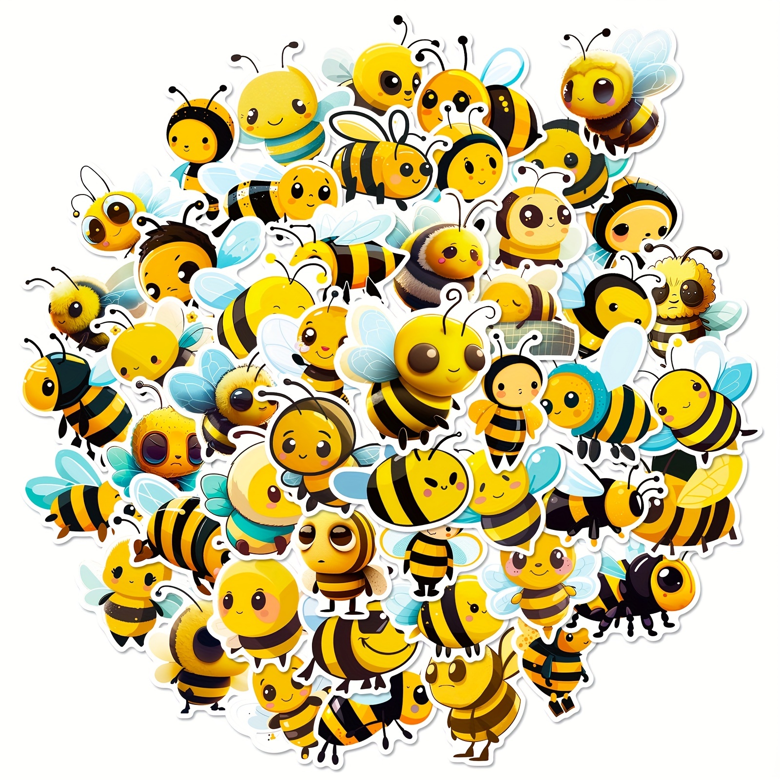 (50 pcs) Bee Stickers Honey Bee Waterproof Vinyl Stickers for Laptop Water  Bottle Phone Case Scrapbooking Party Bag Fillers