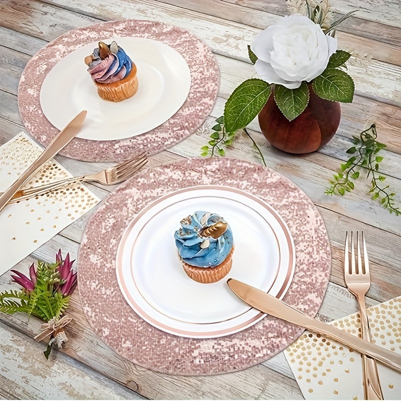 Table Pad Round Pvc Golden Placemat Elegant Placemat - Temu