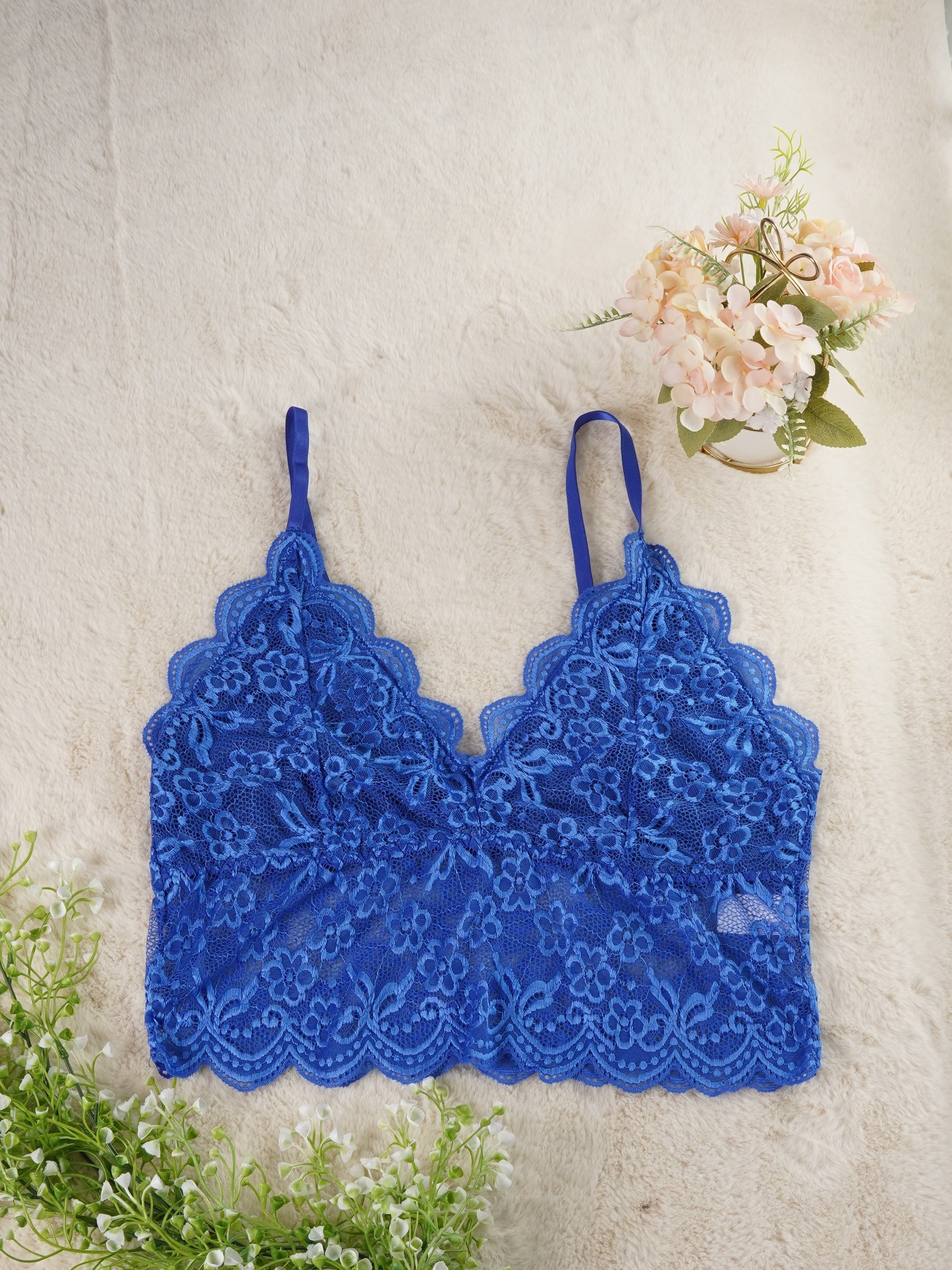 Plus Size Frenchy Bra Women's Plus Flora Embroidery Contrast - Temu Canada