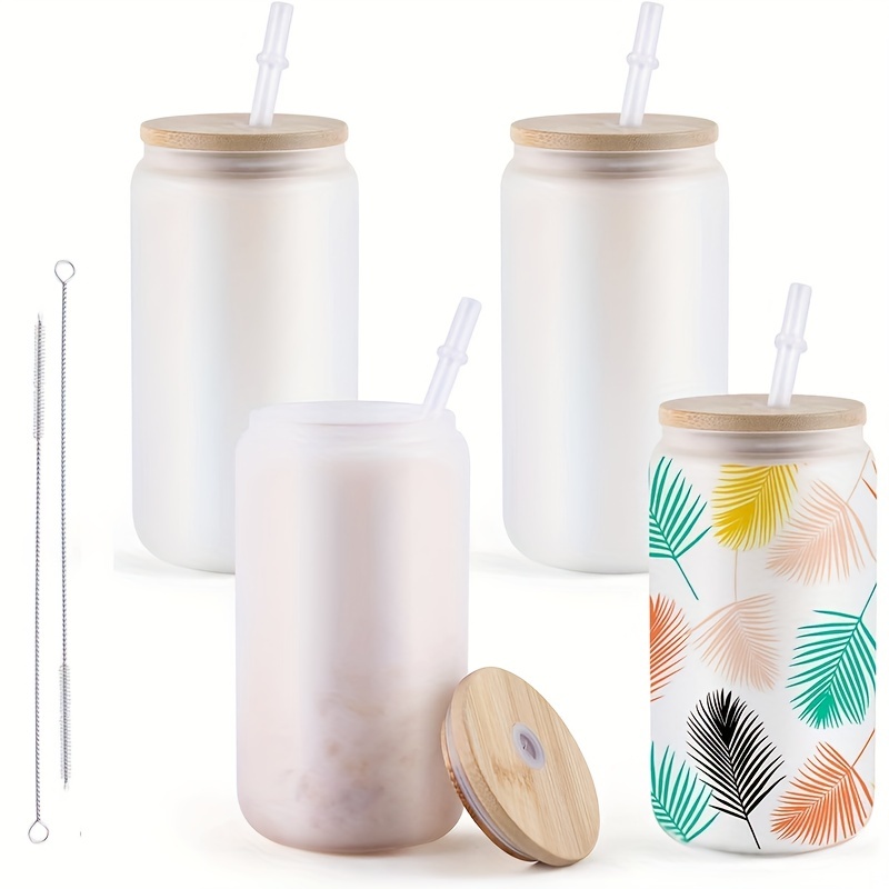 Sublimation Glass Tumblers With Bamboo Lids And Straws - Temu