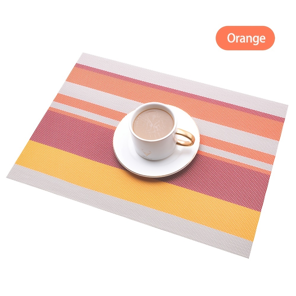 Set of 4 Woven Vinyl Stripes Placemats - Washable & Reusable