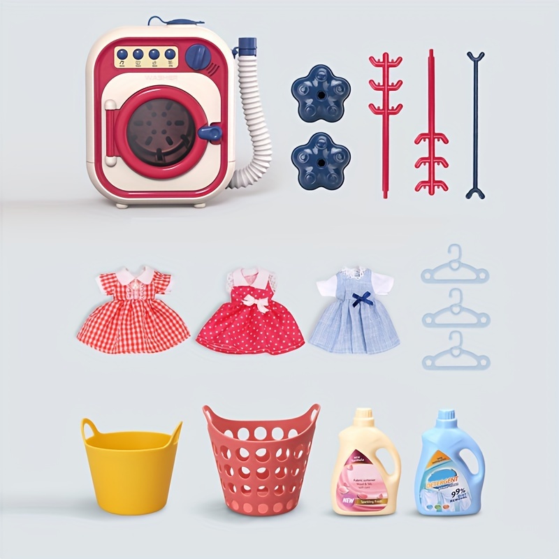  Ochine Mini lavadora de juguete de limpieza de maquillaje,  dispositivo limpiador automático de cepillos para niños y niñas, juego de  simulación para niños, mini simulación, casa de muñecas, muebles, arandela  juguetes