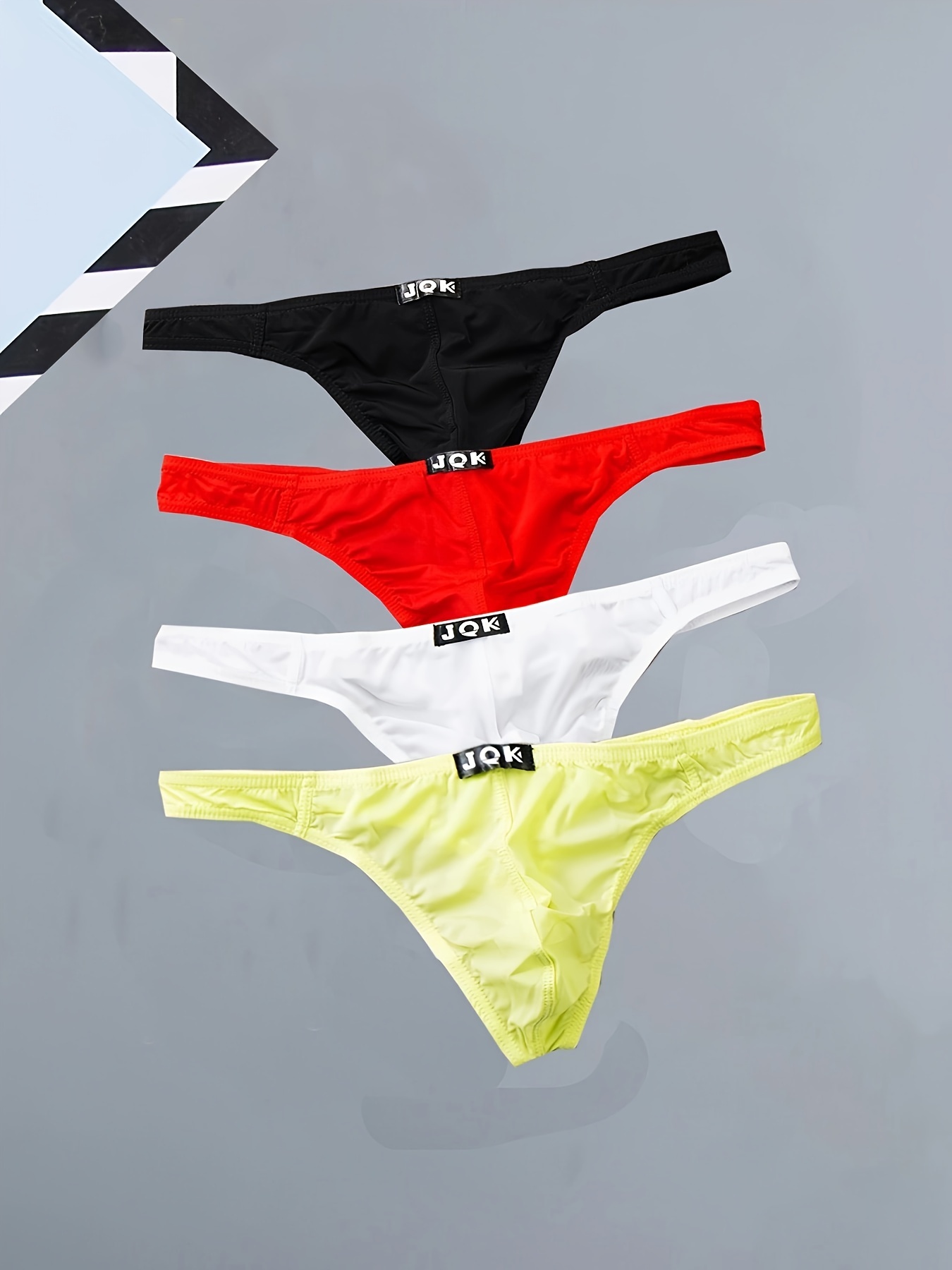 Men's Solid Color Ice Silk Bikini Thong High Stretch Summer - Temu