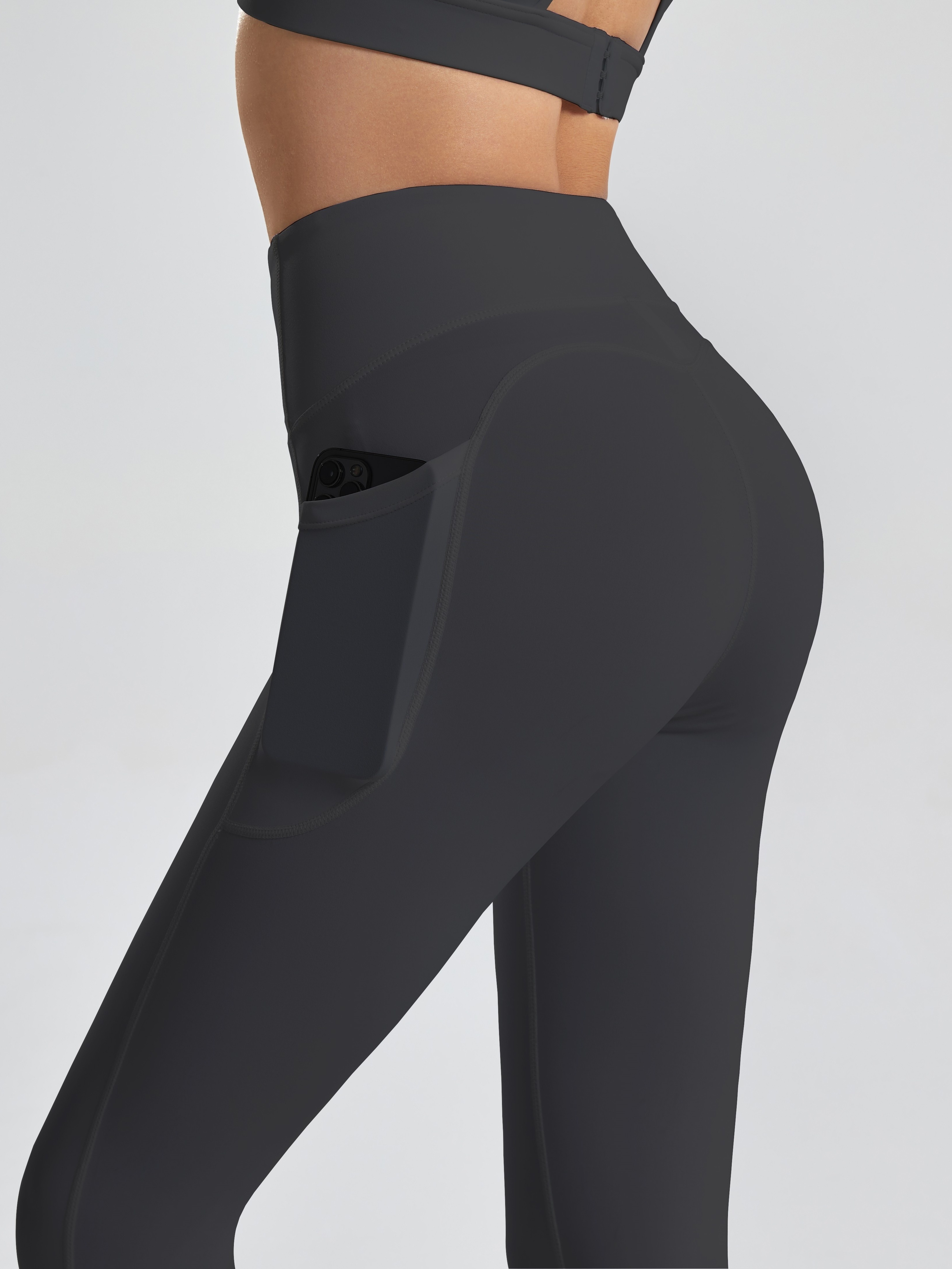 Breathable Yoga Leggings with Phone Pocket and Soft Mesh Contrast - Women's  Fitness Pants