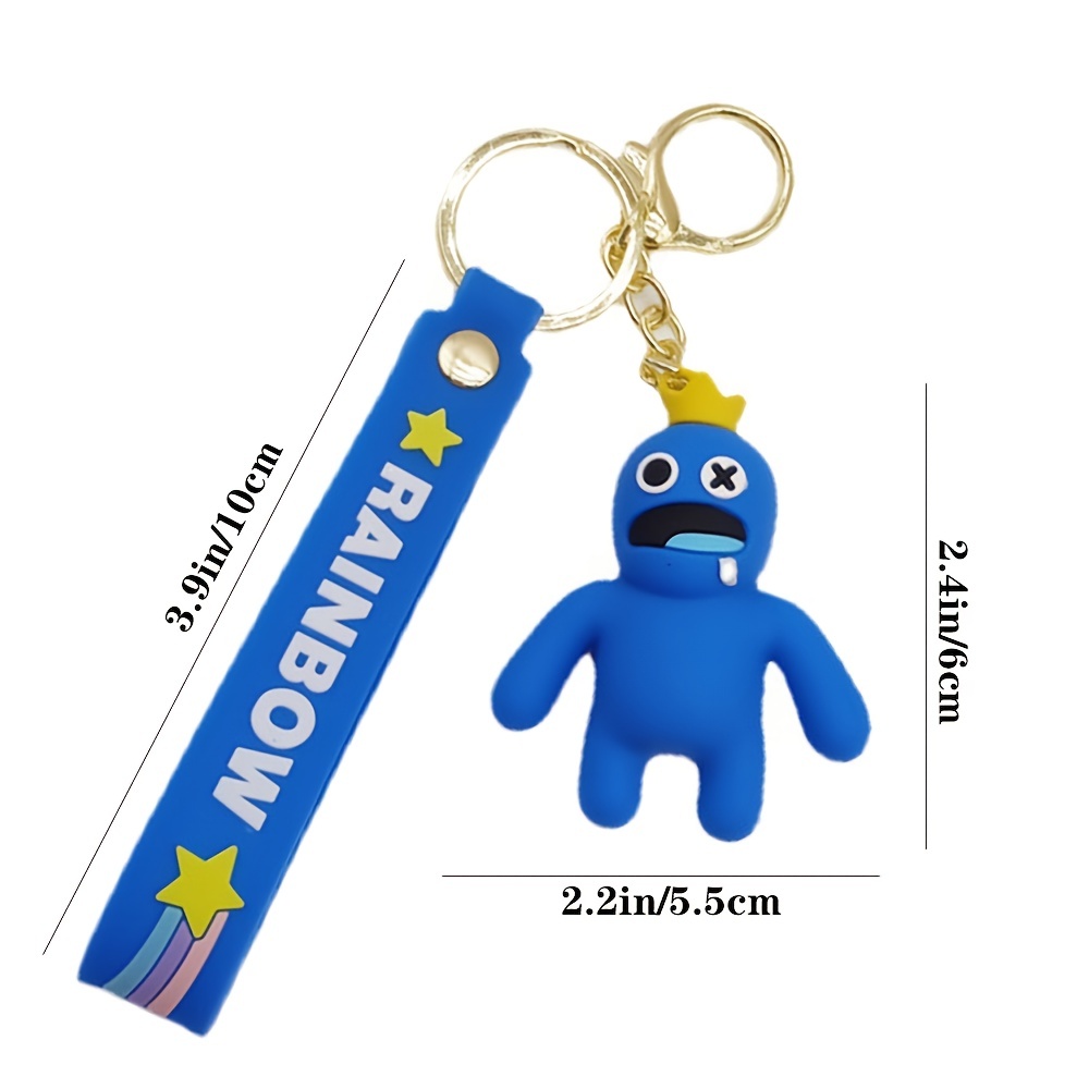 Cartoon Rainbow Friends PVC Car Bag Keychain Decoration Blue