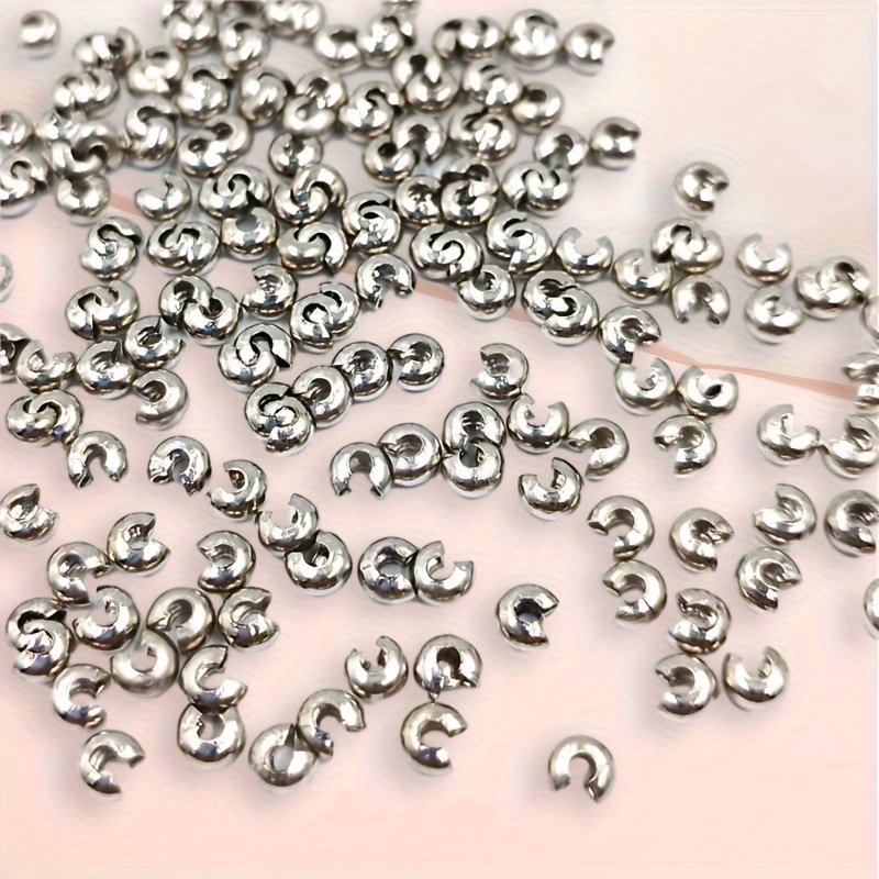 Brass Iron Crimp Beads Crimp Bead Covers Set Silver Color - Temu