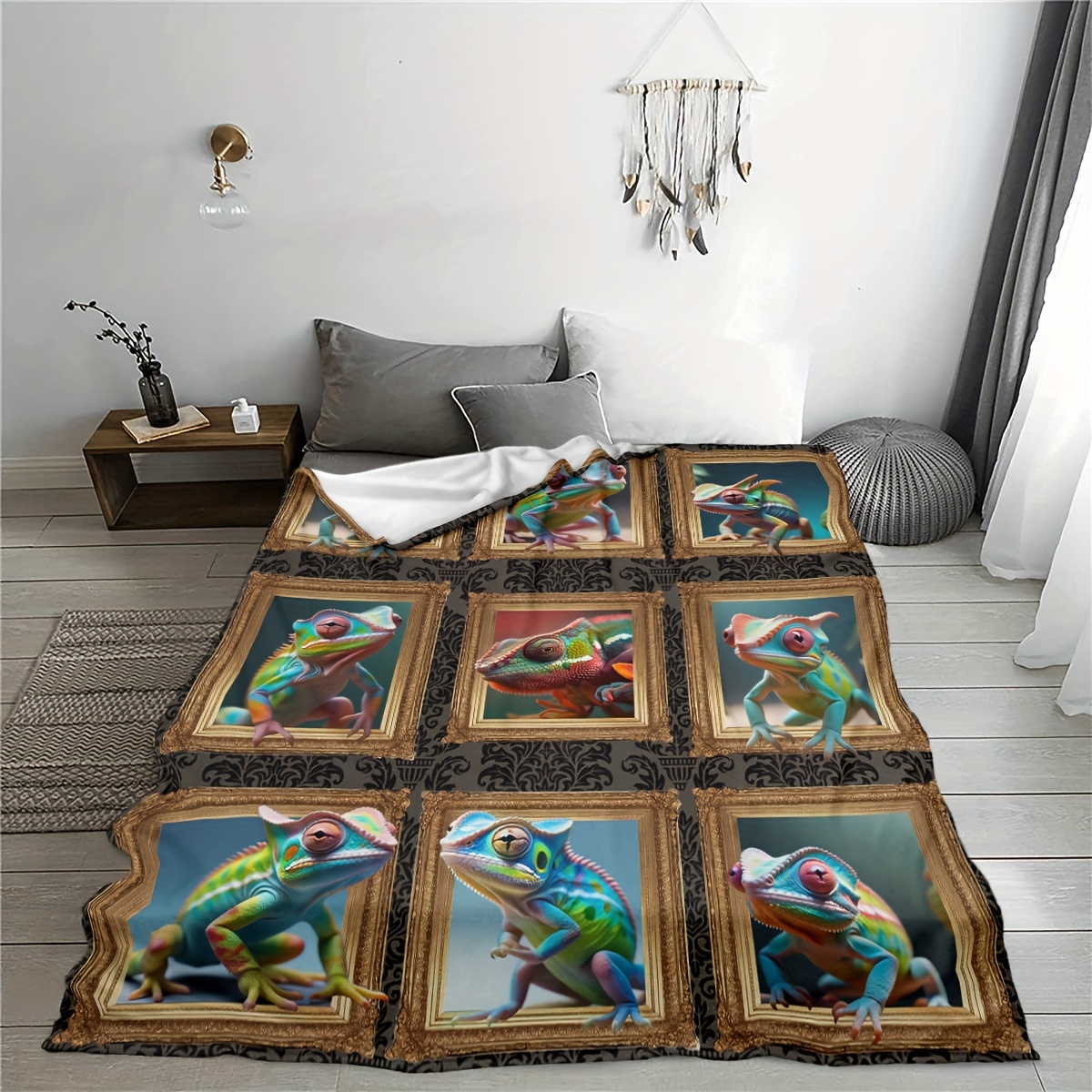 Chameleon Photo Frame Blanket Soft And Warm For Bed And Sofa Camping