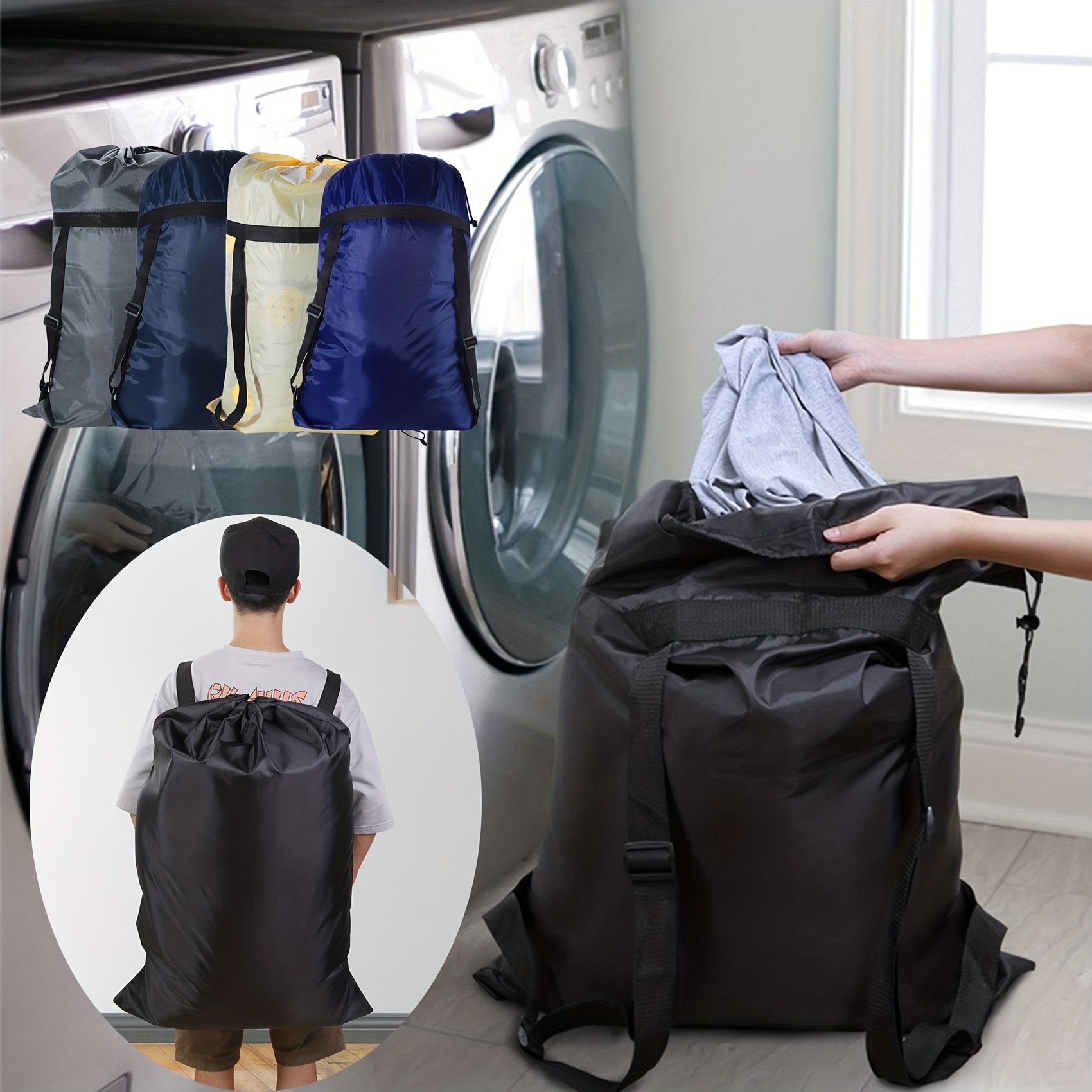 Large Capacity Laundry Bag Portable Dirty Clothes Storage - Temu