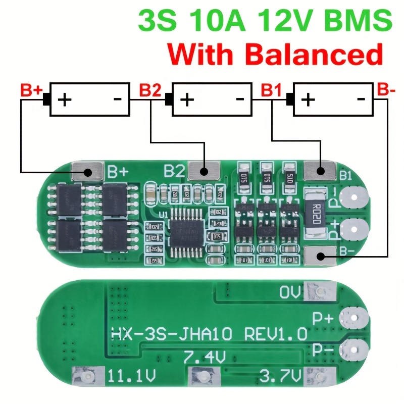  Anmbest 5PCS 3S 11.1V/12V/12.6V 10A 18650 Charger PCB BMS Protection  Board for Li-ion Lithium Battery Cell : Electronics