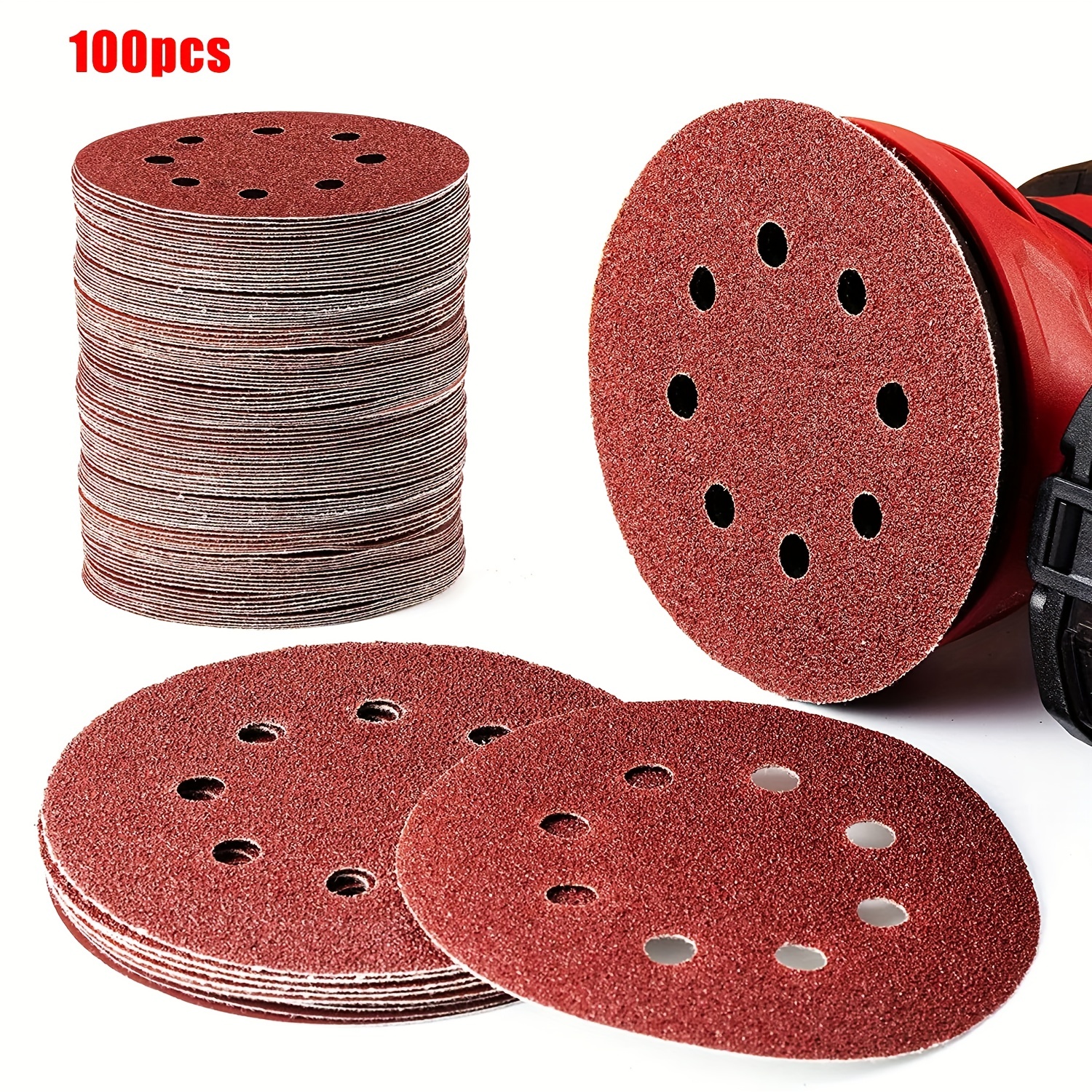 

Value Pack 10/60/75/100/120/180/200/240/300pcs 125mm Sanding Discs 8 Hole Hook Loop Sandpaper 60grit-600grit Sanding Paper Sanding Disc Abrasive Polishing Tools