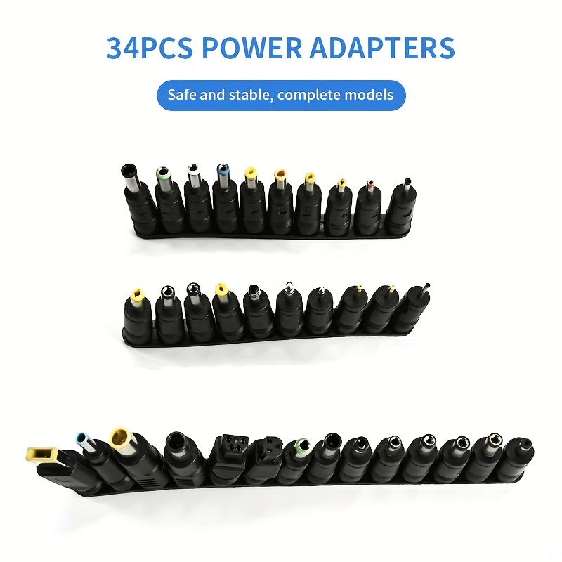 

34pcs Connector Jack Plug Power Adapter Ac Source Connect 5.5mm*2.5mm 5.0mm*2.1mm Tuning Fork Core Pin Universal Adapter Plug