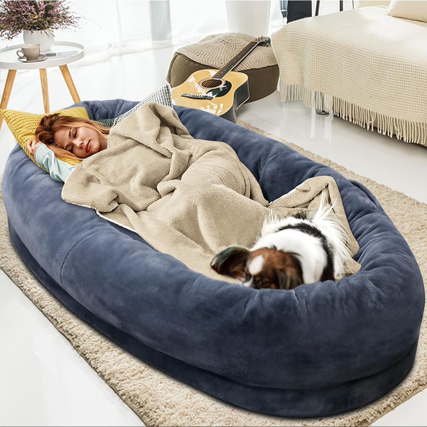 large orthopedic dog bed washable   fur pet bed for humans dogs all breeds sizes shared   bed for couples   indoor outdoor couch replacement easy clean shared napping bed indoor outdoor pet bed cozy lounging spot durable pet bed Product details 8