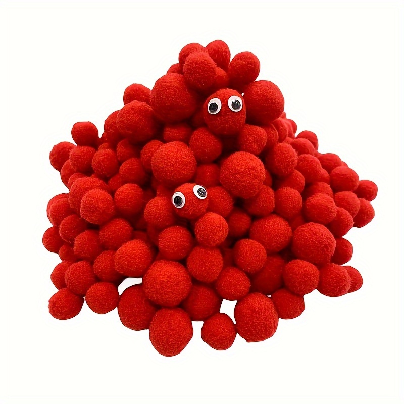 2.5 Inch Red Large Craft Pom Poms 15 Pieces