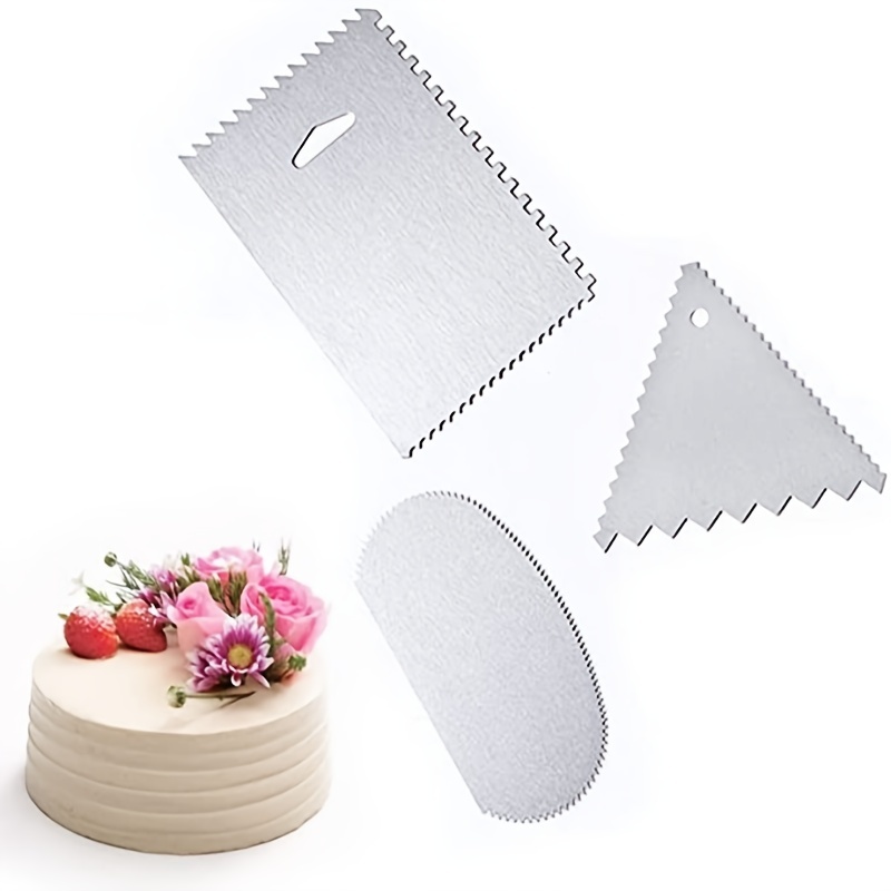 6 Pieces Stainless-Steel Cake Scraper Set, Double Sided Patterned Comb Metal Scraper 9 inch, Edge Stripe Edge Baking Tools Smoother Scraper for