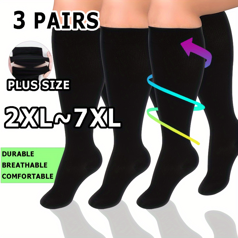 Unisex Plus Size Compression Socks Knee Length 20 30 Mmhg - Temu