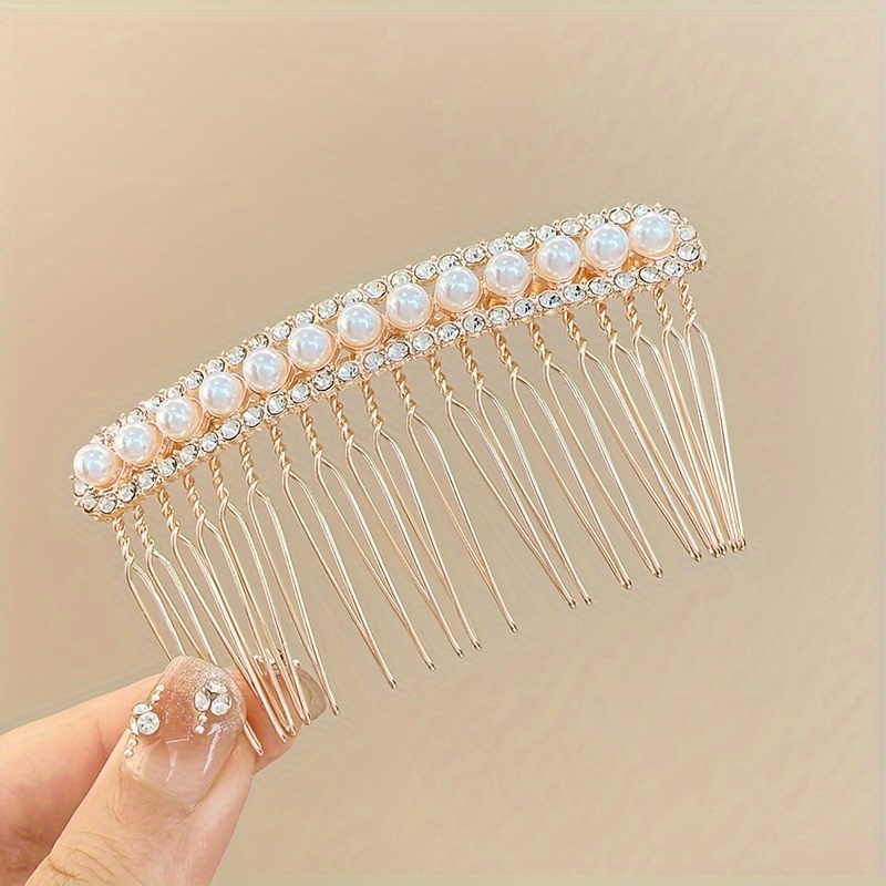 24 Pieces Wedding Hair Comb Faux Pearl Crystal Bride Hair Accessories Hair  Side Comb Clips U-shaped Flower Rhinestone Pearl Hair Clips for Bride