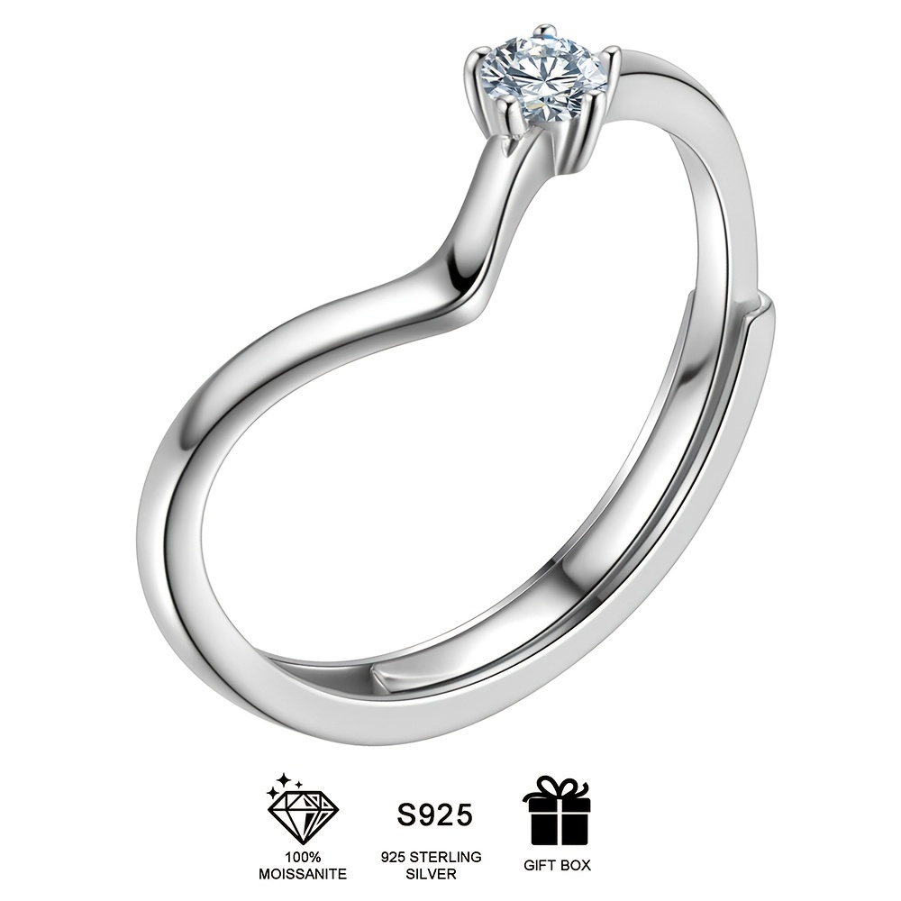 925 Sterling Silver Moissanite Ring for Women | Adjustable Size | Gift Box | Free Shipping at Our Store