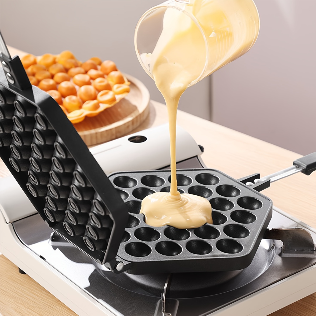 Bubble Waffle Maker Pan Crispy Eggettes Omelet Mold Eggs Waffle Cake Baking  Pan Iron Parts Muffin Non-Stick Plate