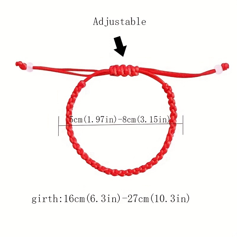 27cm Leather Cord Red Rope Bracelet Stainless Steel Adjustable