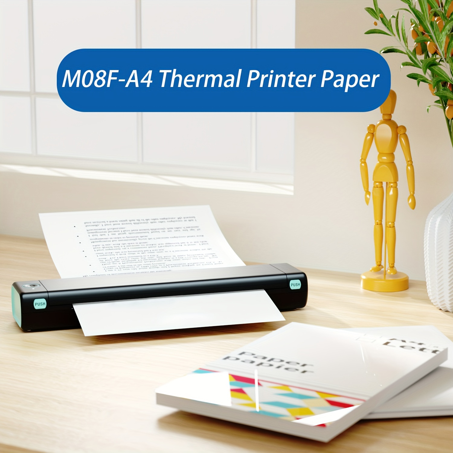 Papel térmico A4 200 hojas, Compatible con la impresora portátil