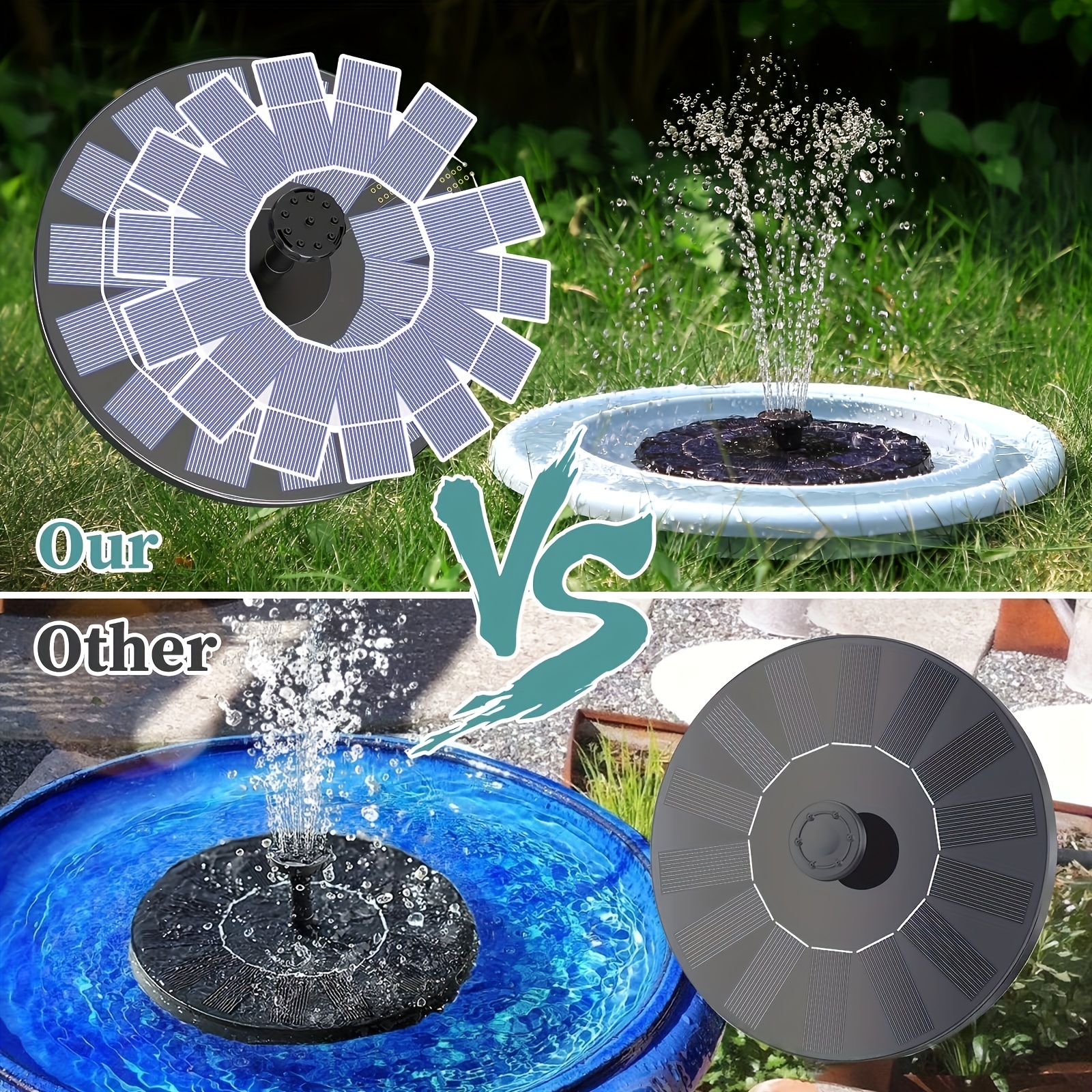 1pc fonte solar com 6 bicos, fonte de água solar de 2,5 W Fonte de água movida a energia solar DIY kit para jardim, lagoas, piscina, tanque de peixes, ao ar livre