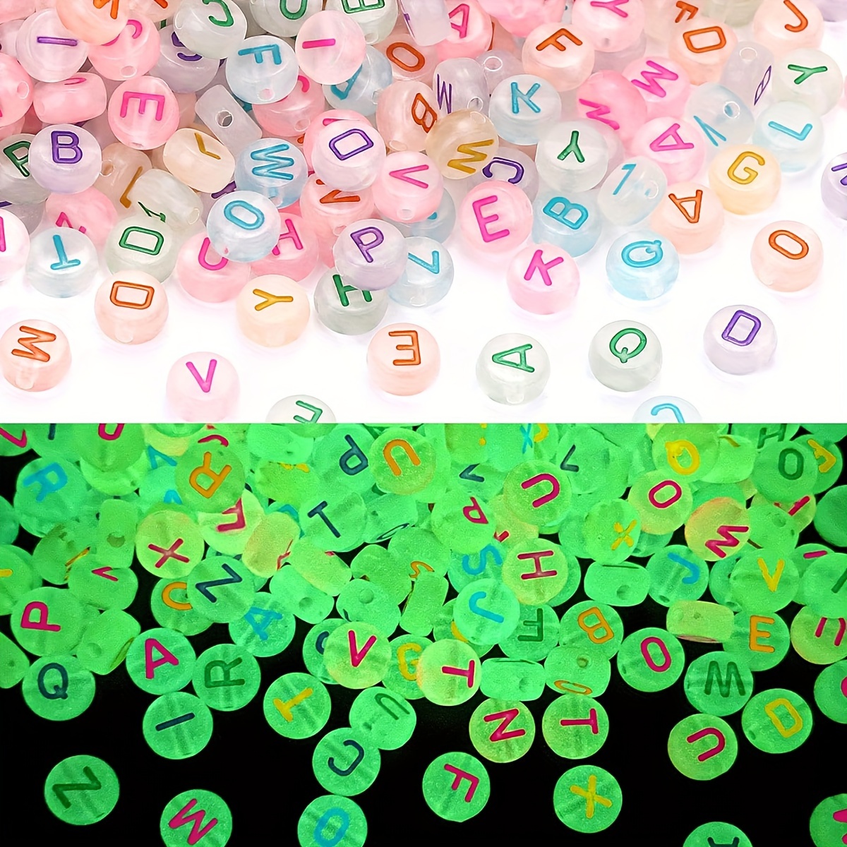 Luminous Acrylic Uv Letter Beads Jewelry Making Diy Fashion - Temu