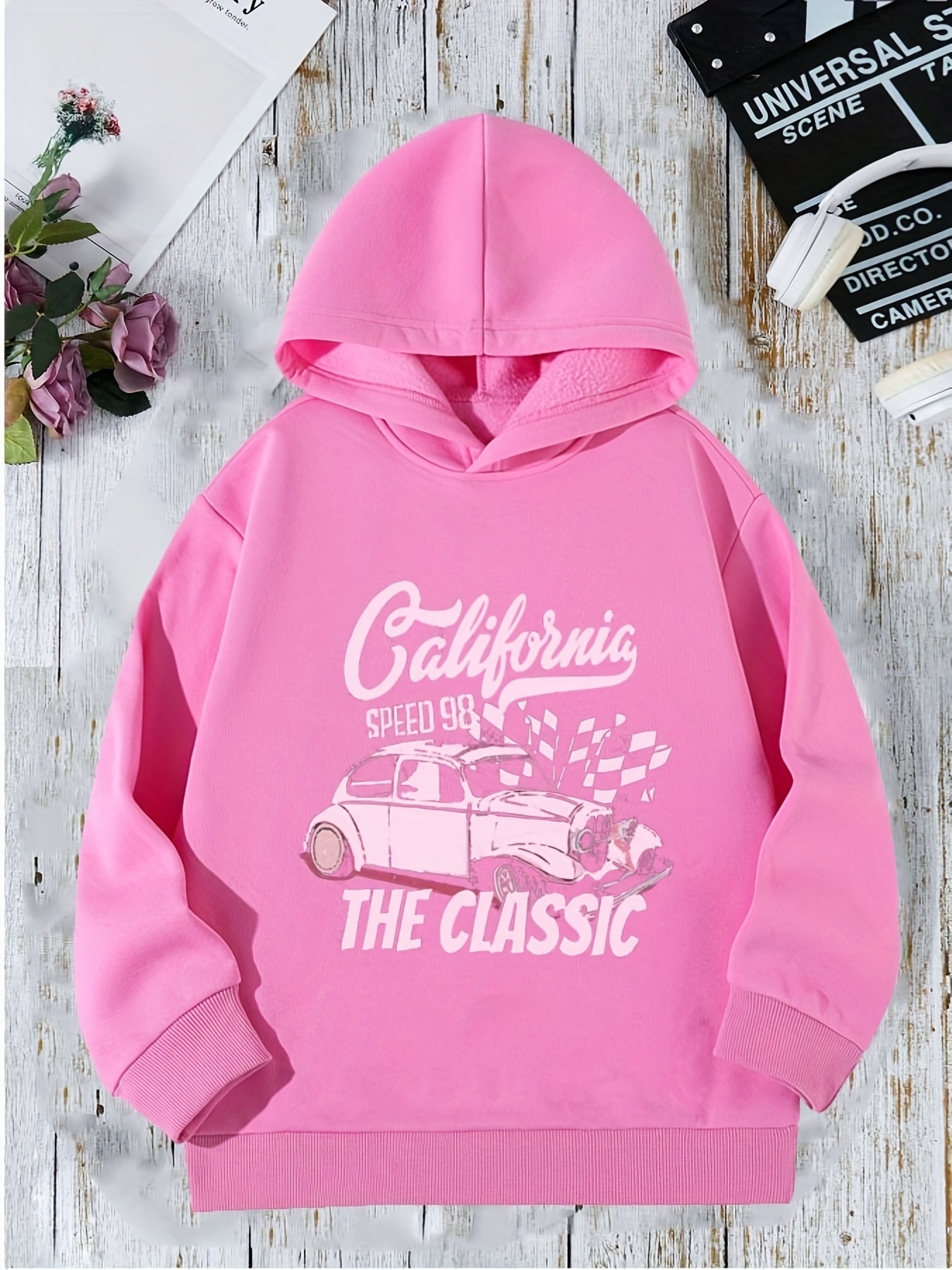 Teens Kids california Car Print Fleece Hooded Sweatshirt Temu