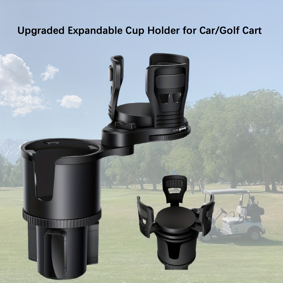 1pc Upgraded Extendable 2-in-1 Cup Holder For Car Cart, Two Layers Cup  Holder, Fit 40oz Cup, Golf Accessories
