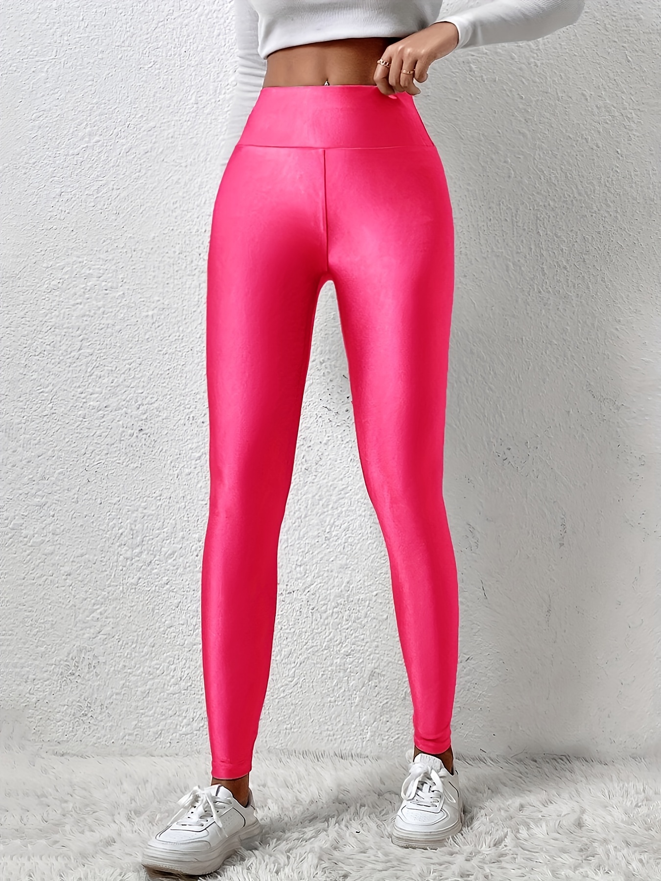 Fashion Neon Color Blocking Women Leggings High Waist Stretchy