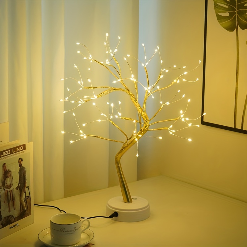 1pc Copper Wire Pearl Tree Light Gypsophila Gift Bedroom Christmas