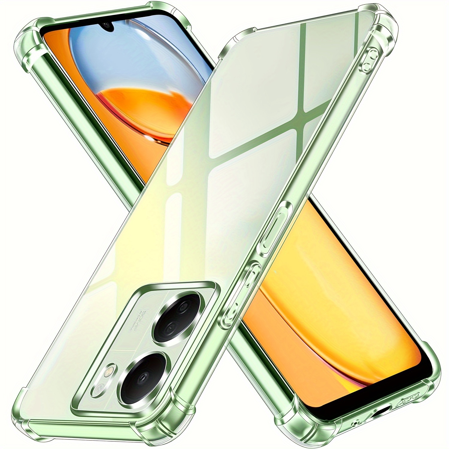 Xiaomi Redmi 13C Funda Colgante transparente con cordón color Verde /  Dorado