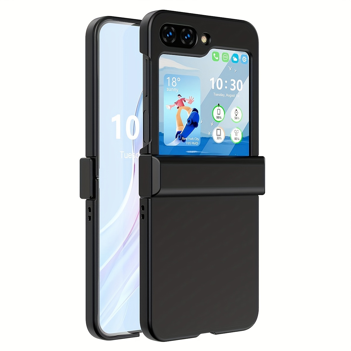 TONGATE Funda para Samsung Galaxy Z Flip 5, [protección de bisagra]  [protector de pantalla exterior integrado y soporte oculto] Funda de  teléfono de