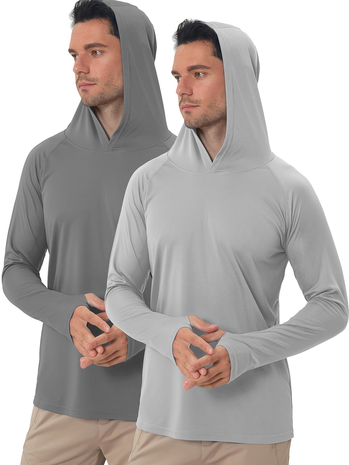 Men's Solid Color Upf 50+ Sun Protection Hoodies Long Sleeve - Temu
