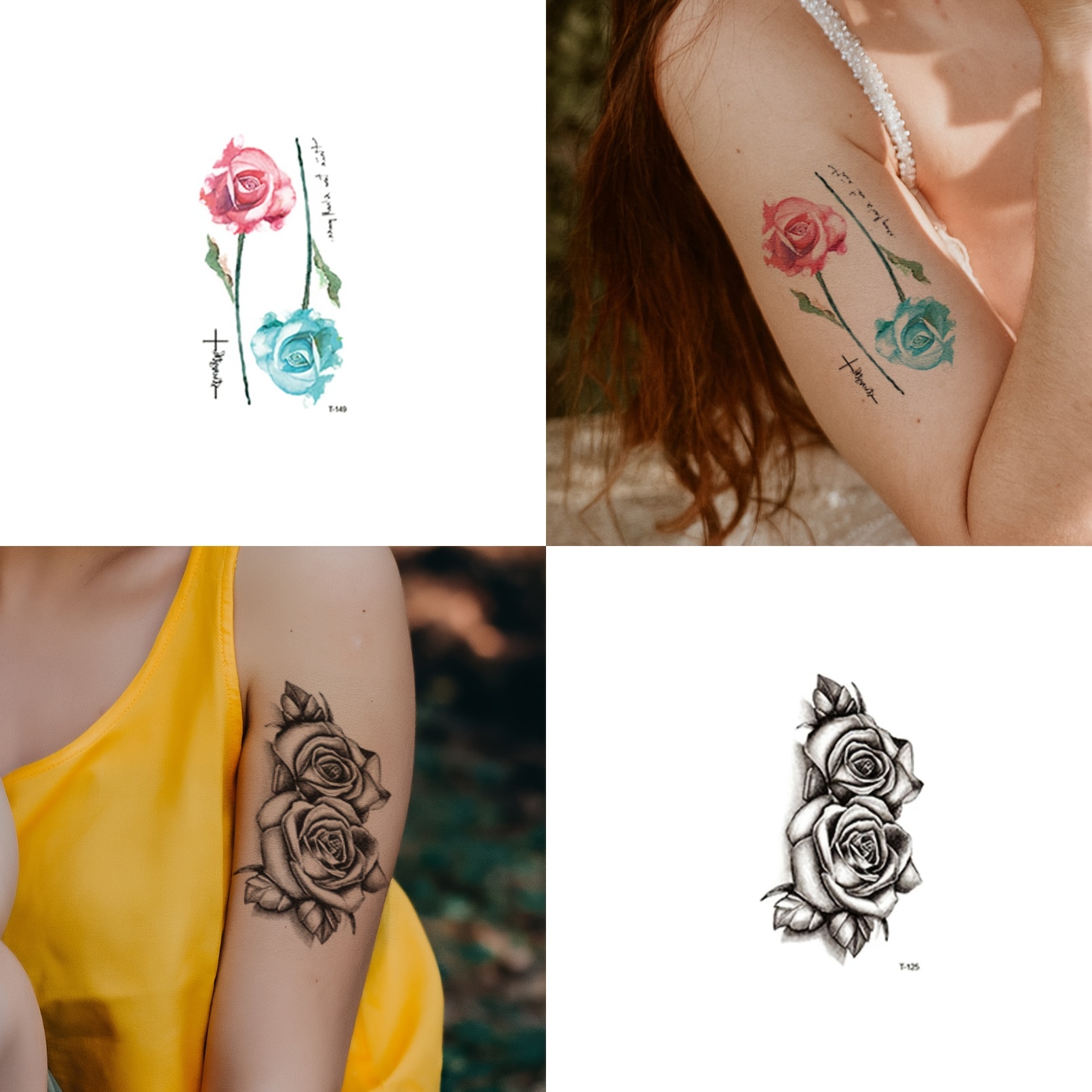 10 Sheets Half Arm Temporary Tattoos - Realistic Tattoo Stickers For Women - Waterproof Fake Tattoos For Neck Arms Hand