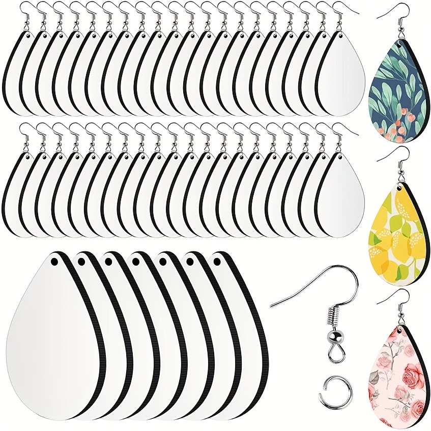 250pcs Sublimation Blanks Products, Sublimation Earring Blanks with Earring Hooks, Jump Rings, Clear Plastic Stud Earrings, Earring Cards for DIY