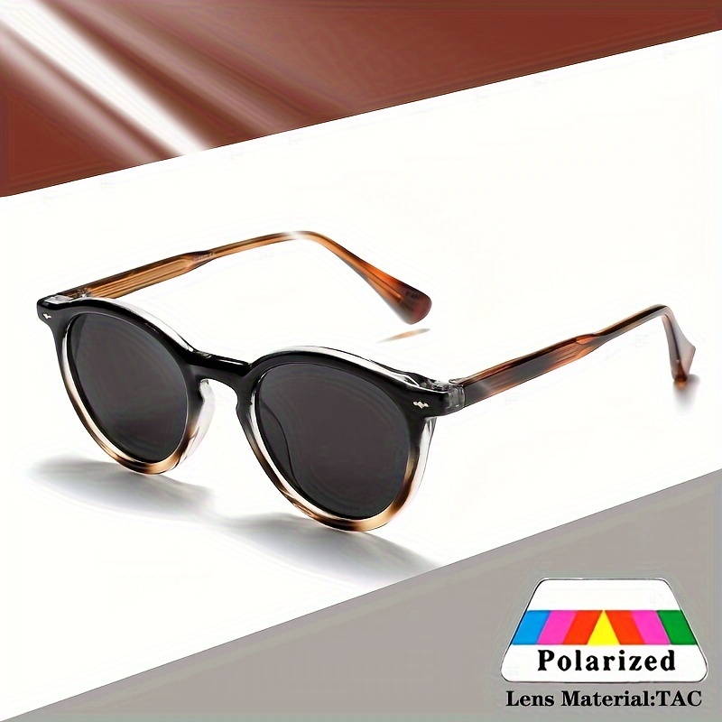 Round Frame Polarized Fashion Trendy Sunglasses With - Temu Australia