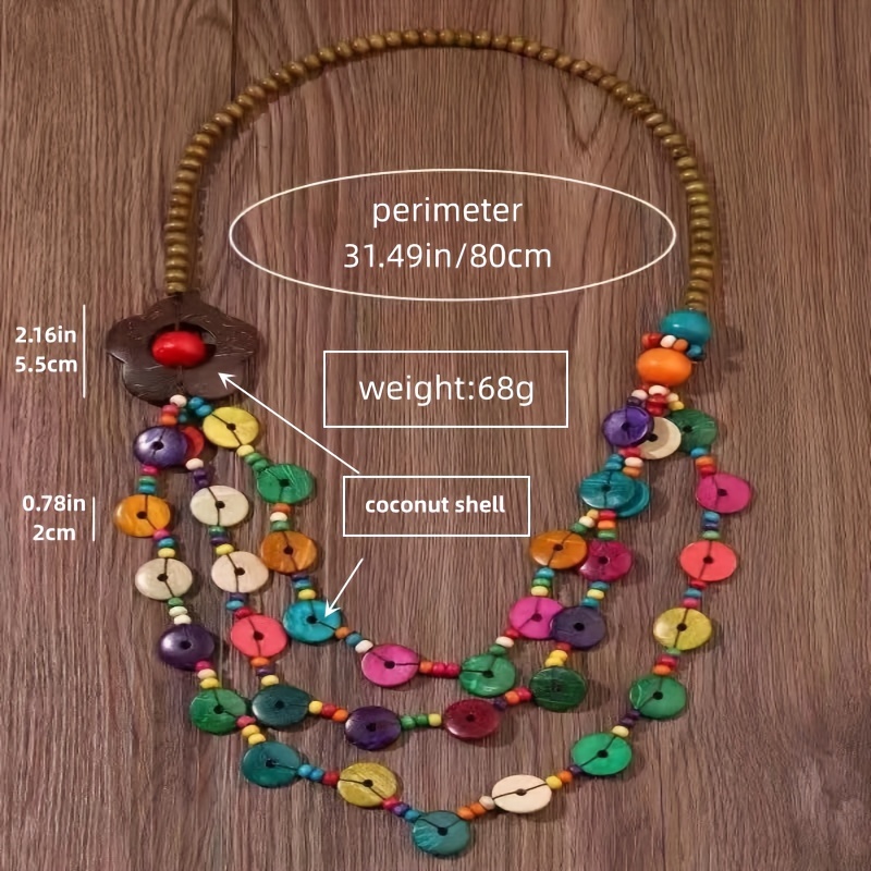 Fashion Boho Long Beaded String Beads Pendant Women Multilayer