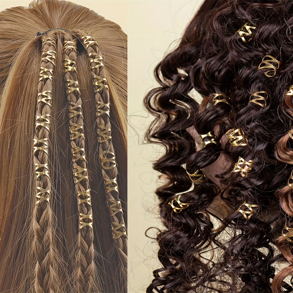 30pcs Hair Braid Rings Clips Metal Hollowed Out Hair Jewelry - Temu