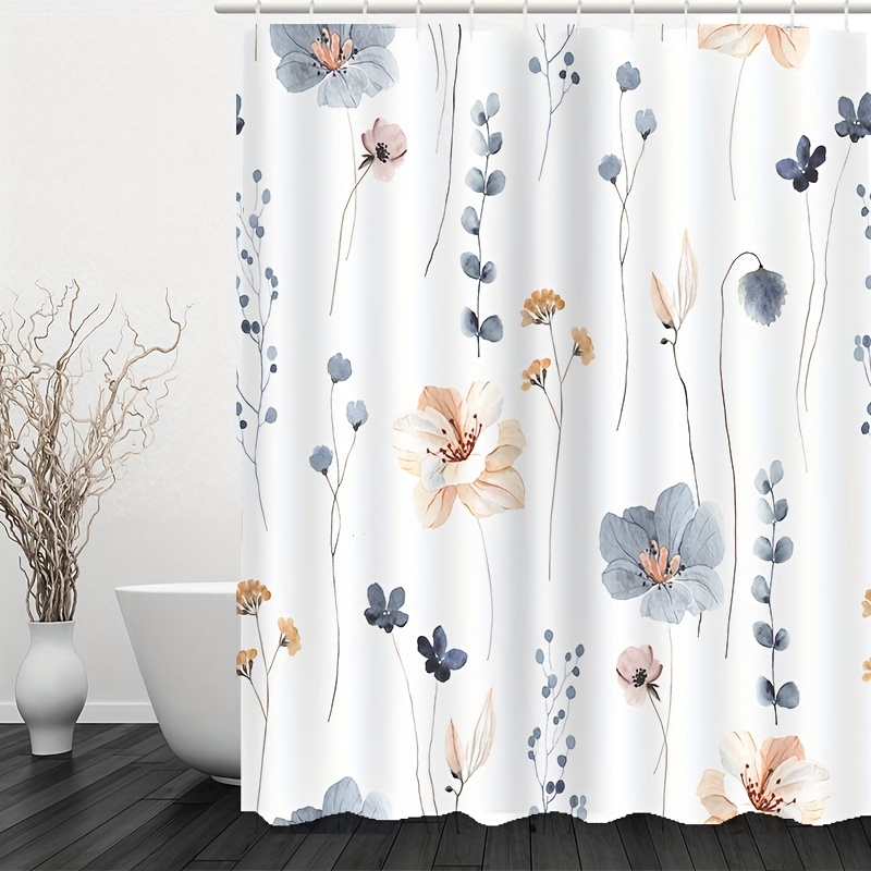 Shower Curtain Waterproof Floral 12 Hooks Multi color - Temu