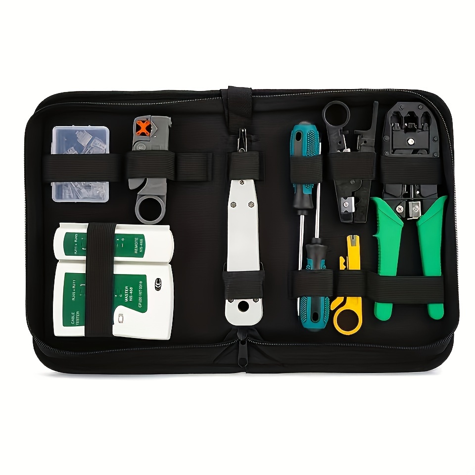 Kit D'outils De Test De Câble Réseau Professionnel. Testeur Lan, Pince À  Sertir, Couteau Coupant, Prise Modulaire RJ45 Cat5/Cat6, Testeur De Câble  De