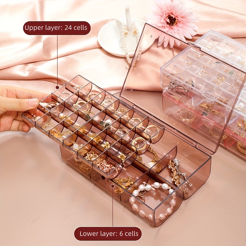 Double layer Jewelry Box Transparent Jewelry Portable - Temu