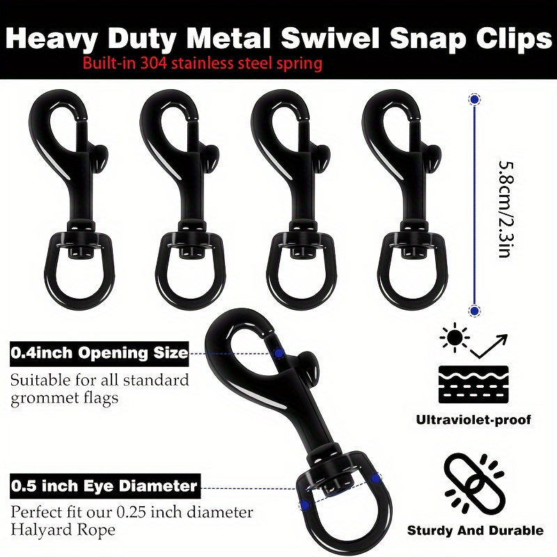 4pcs Flag Swivel Snap Clips, Heavy Duty Metal Flag Snaps Hooks With Swivel  Eyelet